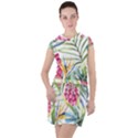 Tropical flowers Drawstring Hooded Dress View1