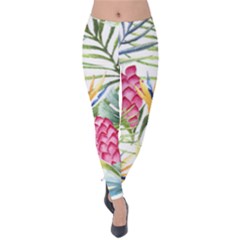 Tropical Flowers Velvet Leggings by goljakoff