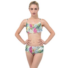 Tropical flowers Layered Top Bikini Set