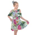 Tropical flowers Kids  Shoulder Cutout Chiffon Dress View1