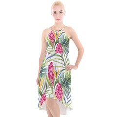 Tropical Flowers High-low Halter Chiffon Dress  by goljakoff