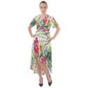 Tropical flowers Front Wrap High Low Dress View1