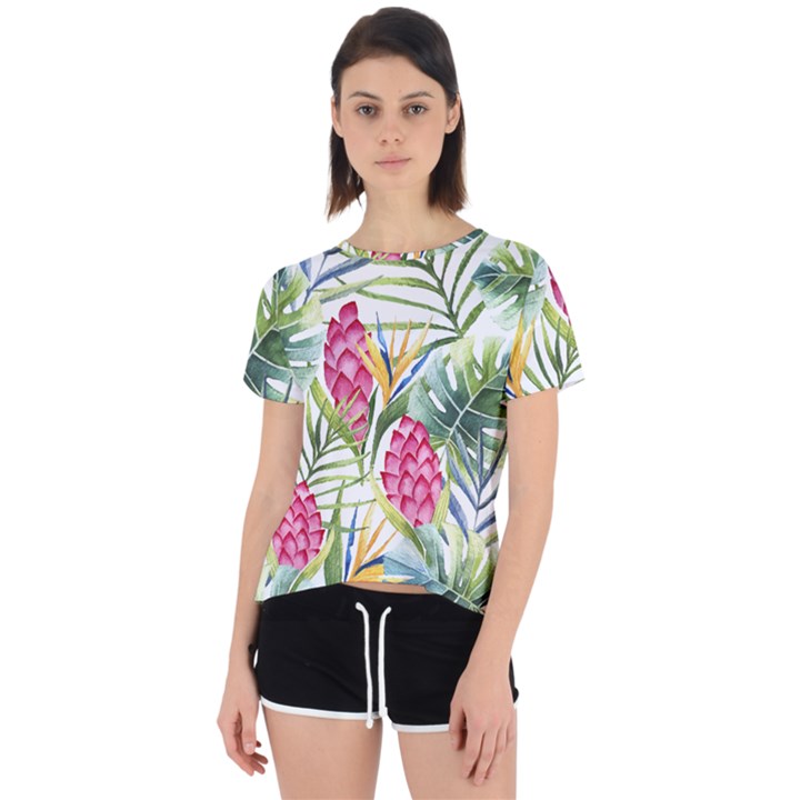 Tropical flowers Open Back Sport Tee