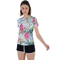 Tropical flowers Back Circle Cutout Sports Tee