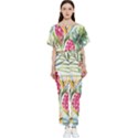 Tropical flowers Batwing Lightweight Jumpsuit View1