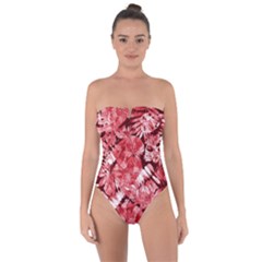 Red Leaves Tie Back One Piece Swimsuit by goljakoff