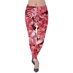 Red Leaves Velvet Leggings by goljakoff