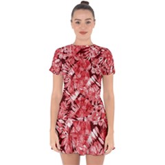 Red Leaves Drop Hem Mini Chiffon Dress by goljakoff