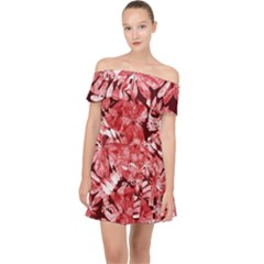 Red Leaves Off Shoulder Chiffon Dress by goljakoff