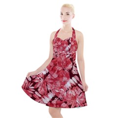 Red Leaves Halter Party Swing Dress  by goljakoff