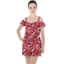 Red leaves Ruffle Cut Out Chiffon Playsuit View1