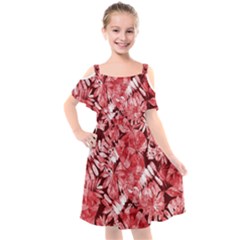 Red Leaves Kids  Cut Out Shoulders Chiffon Dress by goljakoff