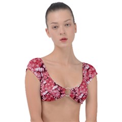 Red Leaves Cap Sleeve Ring Bikini Top