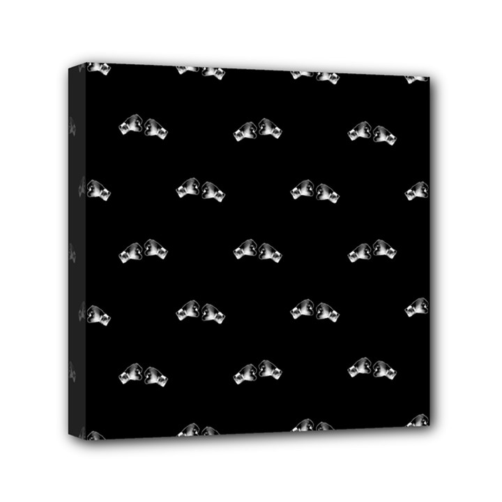 Black And White Boxing Motif Pattern Mini Canvas 6  x 6  (Stretched)