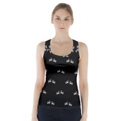 Black And White Boxing Motif Pattern Racer Back Sports Top by dflcprintsclothing