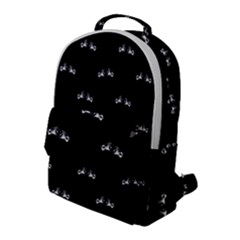 Black And White Boxing Motif Pattern Flap Pocket Backpack (large)