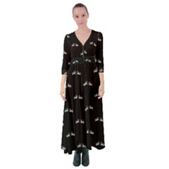 Black And White Boxing Motif Pattern Button Up Maxi Dress by dflcprintsclothing