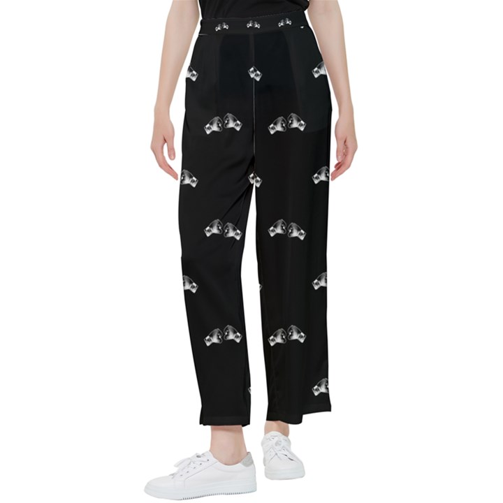 Black And White Boxing Motif Pattern Women s Pants 