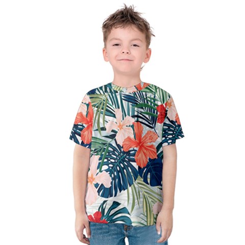 Tropical Flowers Kids  Cotton Tee by goljakoff