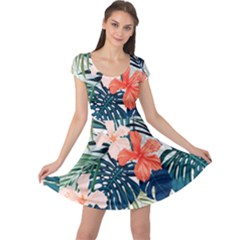 Tropical Flowers Cap Sleeve Dress by goljakoff