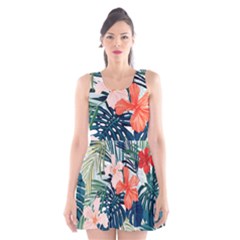 Tropical Flowers Scoop Neck Skater Dress by goljakoff