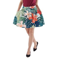 Tropical Flowers A-line Pocket Skirt by goljakoff