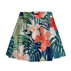 Tropical Flowers Mini Flare Skirt by goljakoff