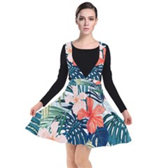 Tropical Flowers Plunge Pinafore Dress by goljakoff