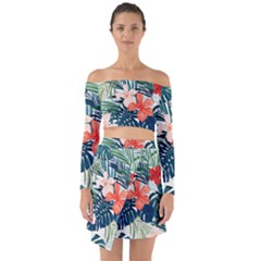 Tropical Flowers Off Shoulder Top With Skirt Set by goljakoff