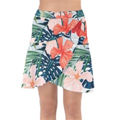 Tropical Flowers Wrap Front Skirt by goljakoff