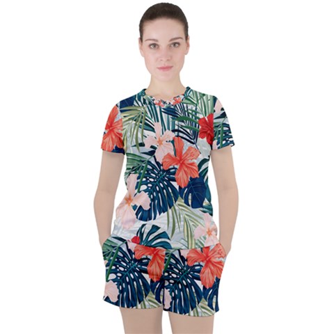 Tropical Flowers Women s Tee And Shorts Set by goljakoff