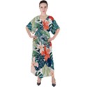 Tropical flowers V-Neck Boho Style Maxi Dress View1