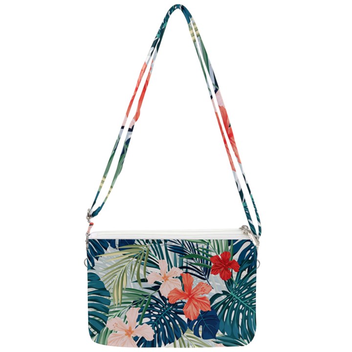 Tropical flowers Double Gusset Crossbody Bag