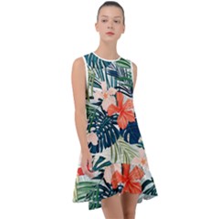 Tropical Flowers Frill Swing Dress by goljakoff