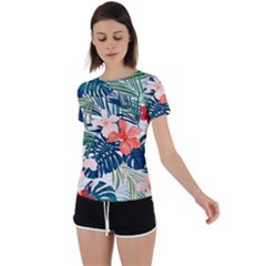 Tropical Flowers Back Circle Cutout Sports Tee by goljakoff