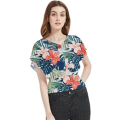 Tropical Flowers Butterfly Chiffon Blouse