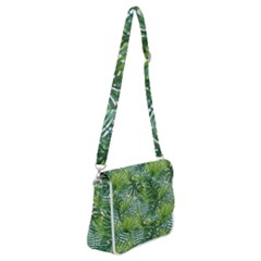 Green Leaves Shoulder Bag With Back Zipper by goljakoff