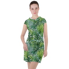 Green Leaves Drawstring Hooded Dress by goljakoff