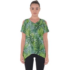 Green Leaves Cut Out Side Drop Tee by goljakoff