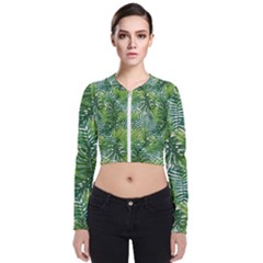 Green Leaves Long Sleeve Zip Up Bomber Jacket by goljakoff