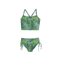 Green Leaves Girls  Tankini Swimsuit by goljakoff