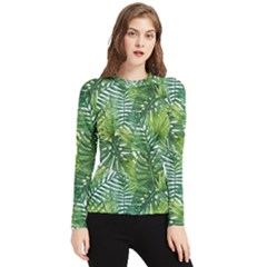 Green Leaves Women s Long Sleeve Rash Guard