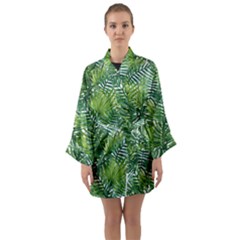 Green Leaves Long Sleeve Satin Kimono by goljakoff