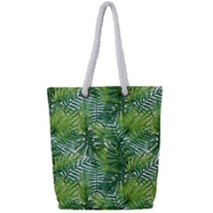 Green Leaves Full Print Rope Handle Tote (small) by goljakoff