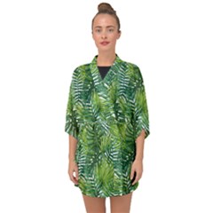 Green Leaves Half Sleeve Chiffon Kimono by goljakoff