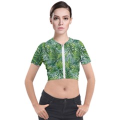 Green Leaves Short Sleeve Cropped Jacket by goljakoff