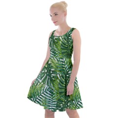 Green Leaves Knee Length Skater Dress by goljakoff