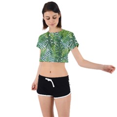 Green Leaves Tie Back Short Sleeve Crop Tee by goljakoff