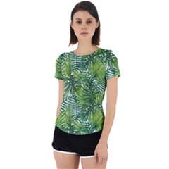 Green Leaves Back Cut Out Sport Tee