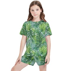 Green Leaves Kids  Tee And Sports Shorts Set